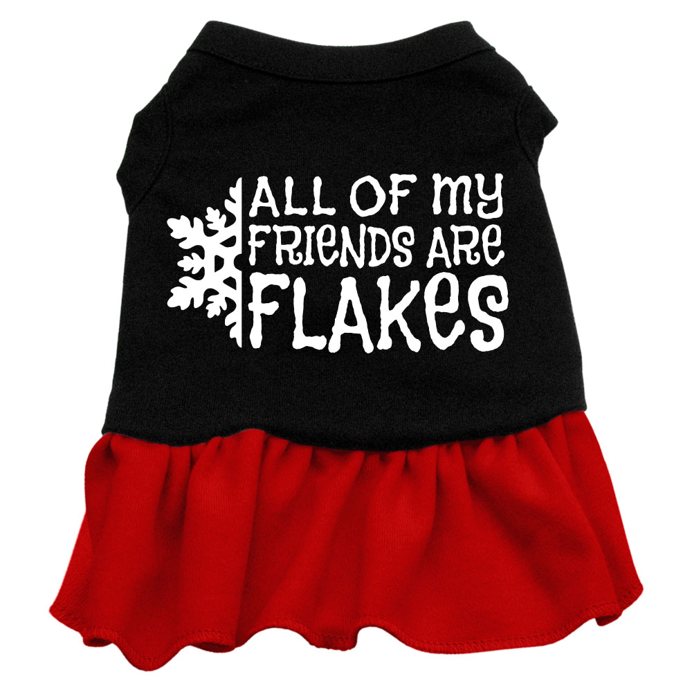All my friends are Flakes Screen Print Dress Black with Red Sm